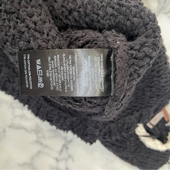 Free People‎ Sicily Shell Sweater Black Cream Knit Crop Reversible Small New - Picture 11 of 12